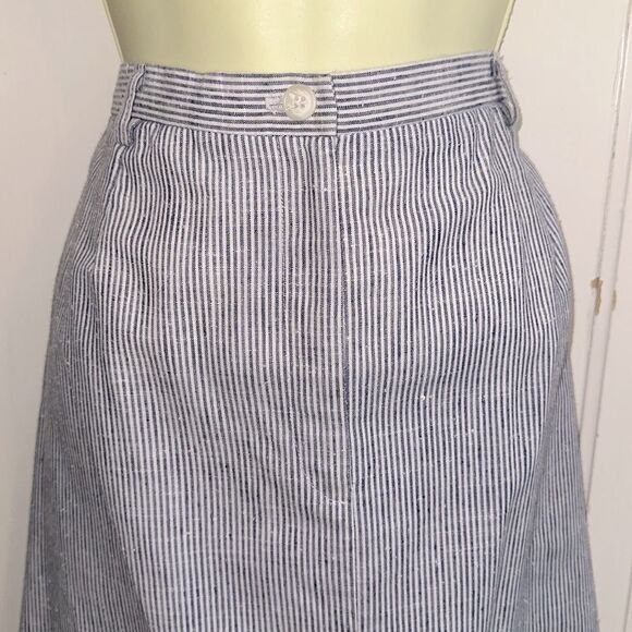 Vintage 80s Gordon of Philadelphia Blue & White Striped A Line Skirt - Picture 2 of 7